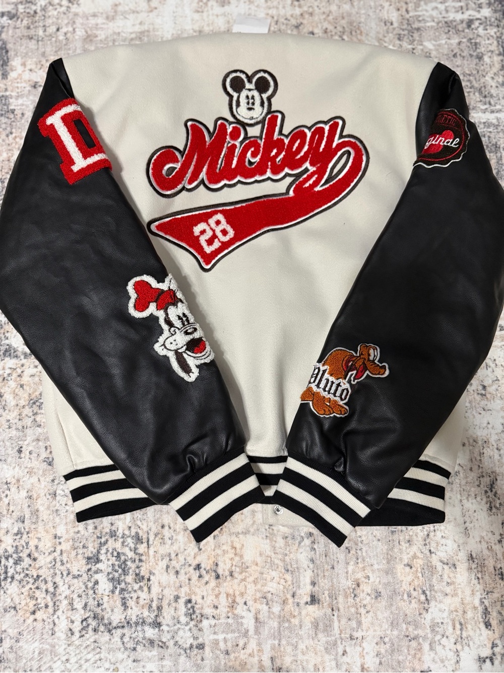Disney Mickey Varsity Mens Jacket - Black & Cream
